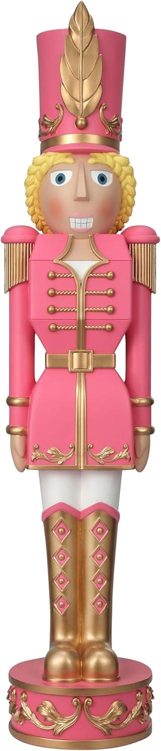 37" Pink and Gold Resin Christmas Nutcracker