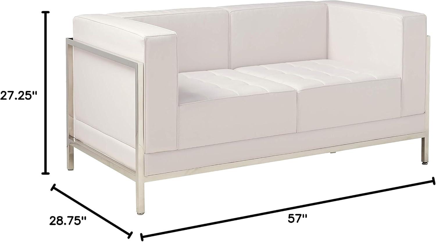 Flash Furniture Imagination Leather Reception Loveseat in White