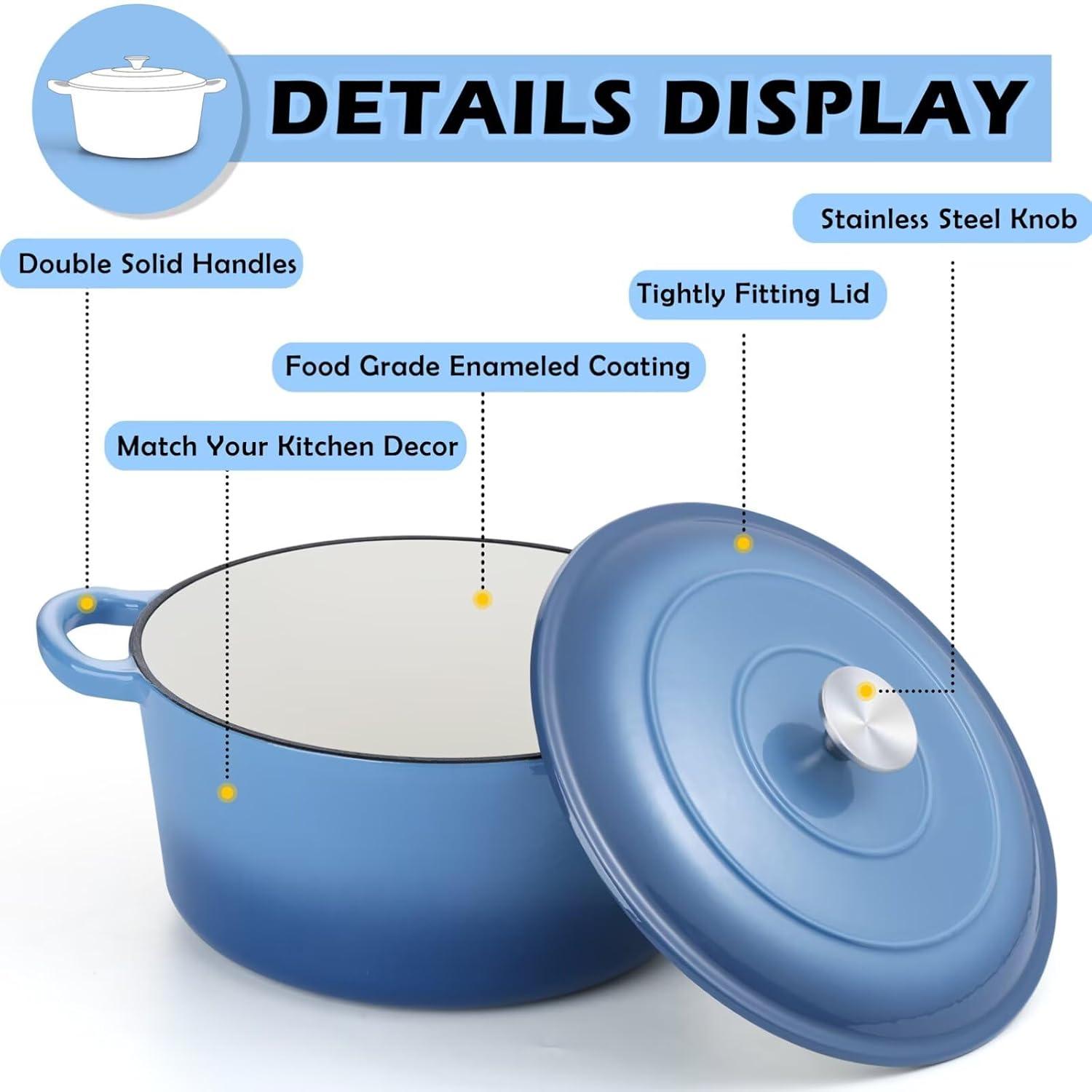 SPECIALTY FLOORING INC Dutch Oven,Enameled Cast Iron Dutch Oven Cooking Pot With Lid & Dual Handles, For Bread Baking Braising Stewing, Heavy Duty & Non Stick, Oven & All Stovetops Safe