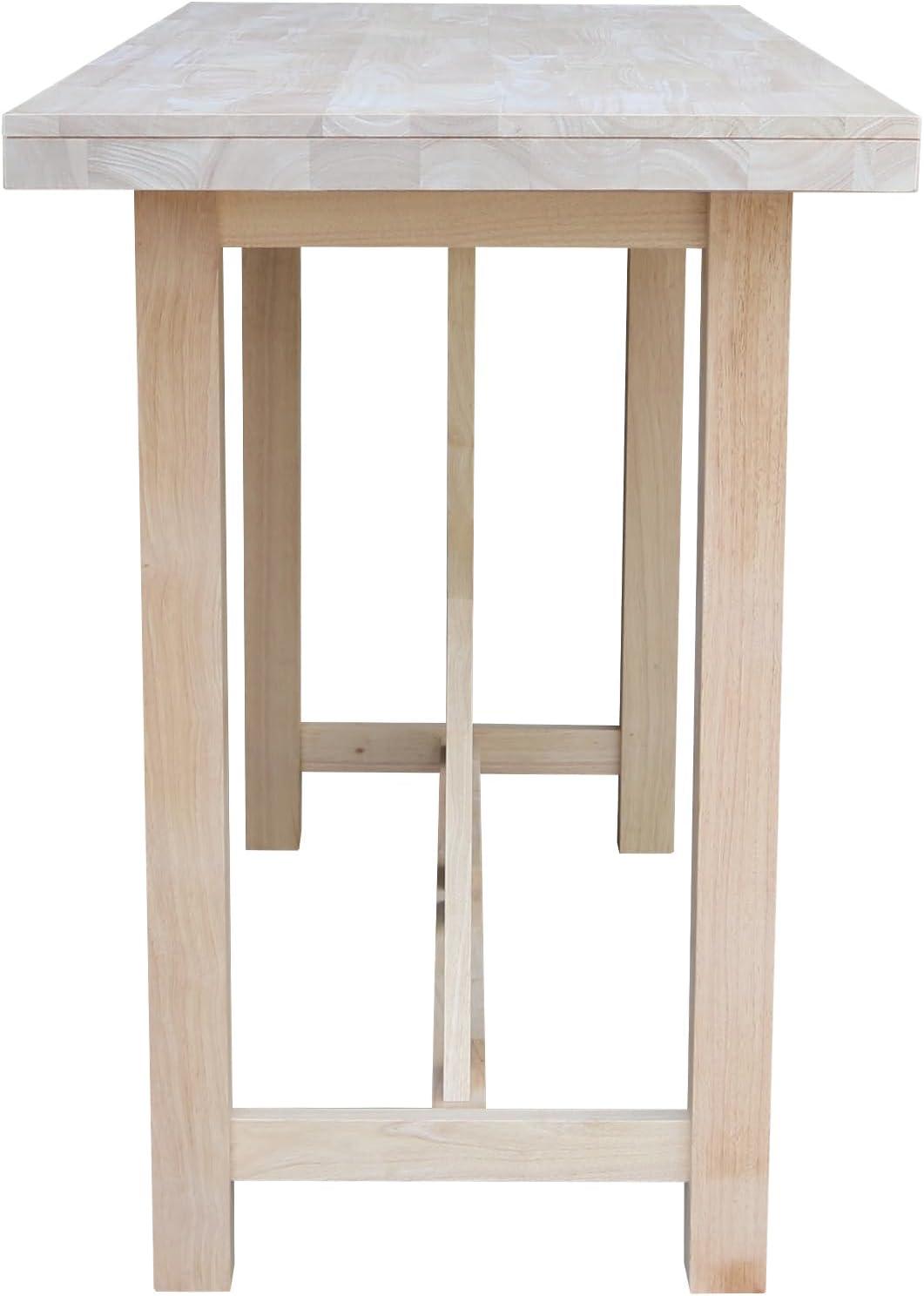 Paul Bar Height Table Unfinished - International Concepts: Solid Wood, 42" High, Rectangular, Seats 4