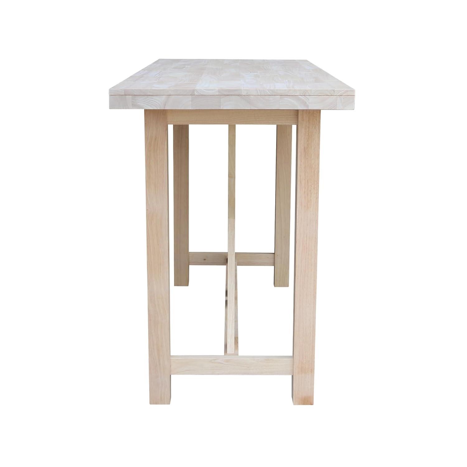 Paul Bar Height Table Unfinished - International Concepts: Solid Wood, 42" High, Rectangular, Seats 4