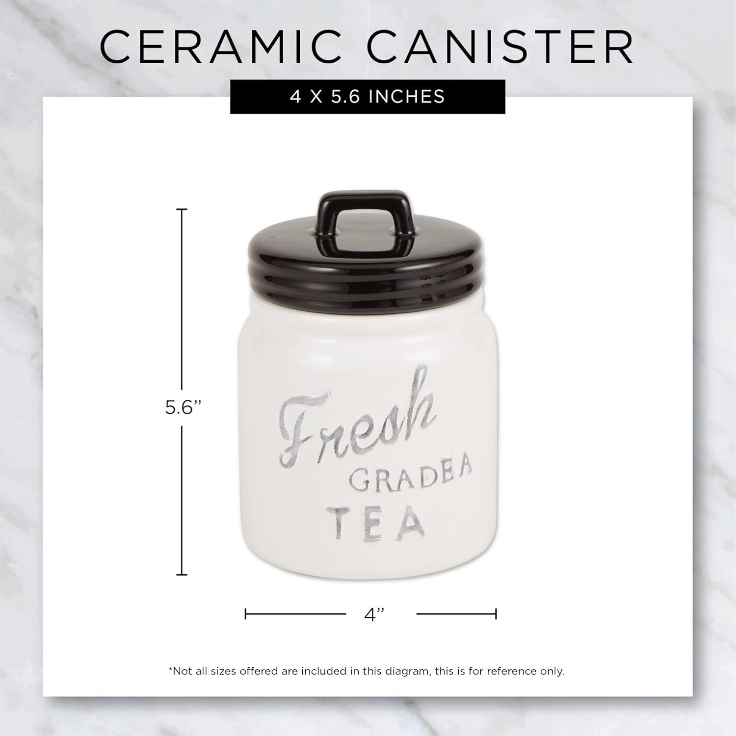 Contemporary Black and White Ceramic Canister Set with Black Lids