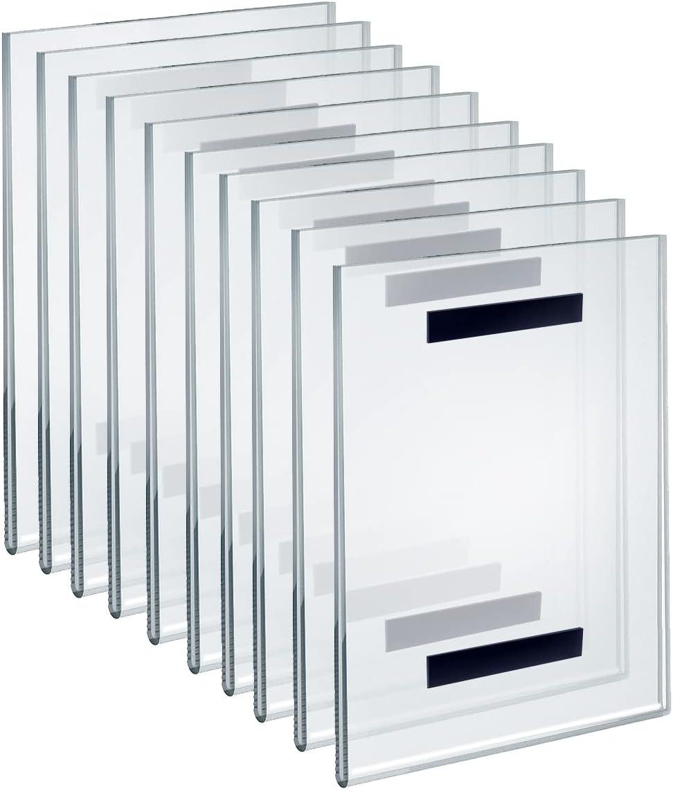 Azar Displays Clear Acrylic Magnet Back Sign Holder Frames 8.5" W x 11" H - Vertical / Portrait, 10-Pack