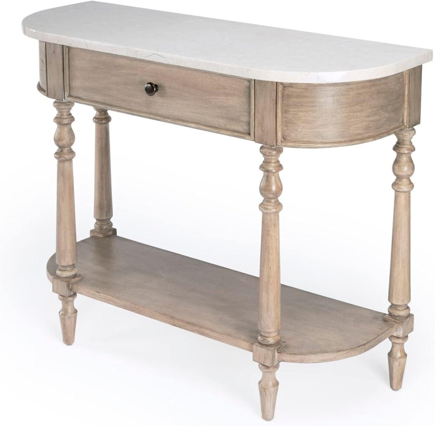 Umber Elegance Marble-Top Console Table with Storage