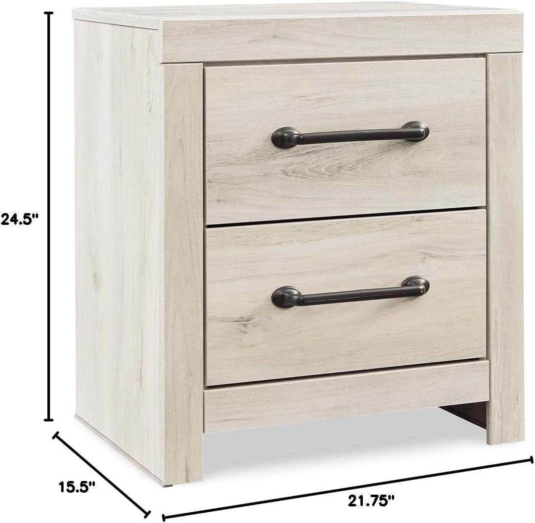 Cambeck Nightstand White - Signature Design by Ashley: Industrial Style Bedside Table with USB Ports & Storage