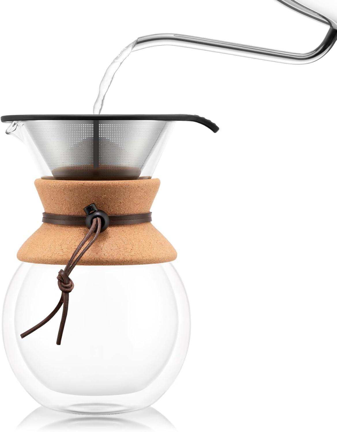 33.81oz Stainless Steel Pour Over Coffee Maker with Glass Carafe