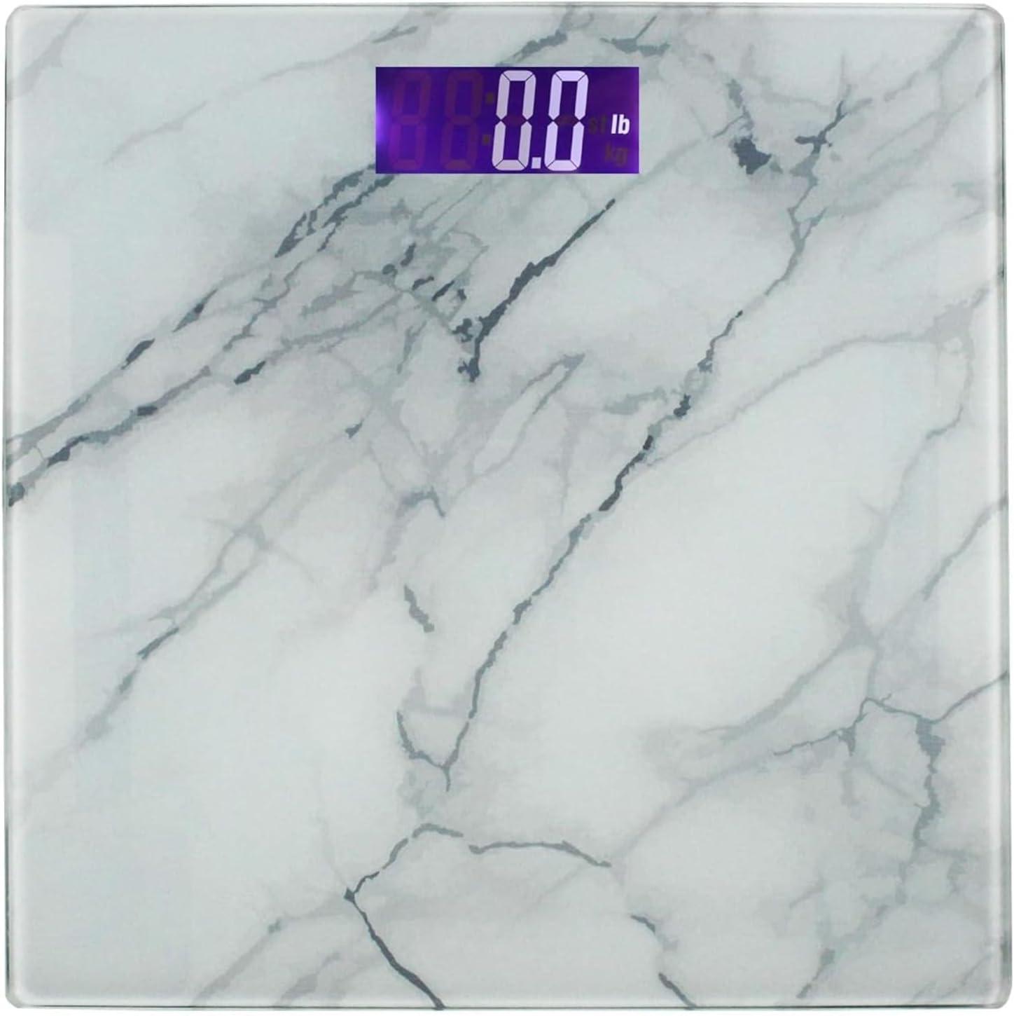 White Marble Finish Digital Glass Bathroom Scale