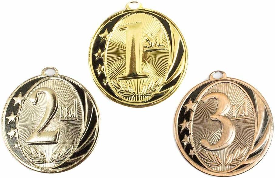 1st 2nd 3rd Place MidNite Star Award Medals - 3 Piece Set (Gold, Silver, Bronze) - Includes Ribbon