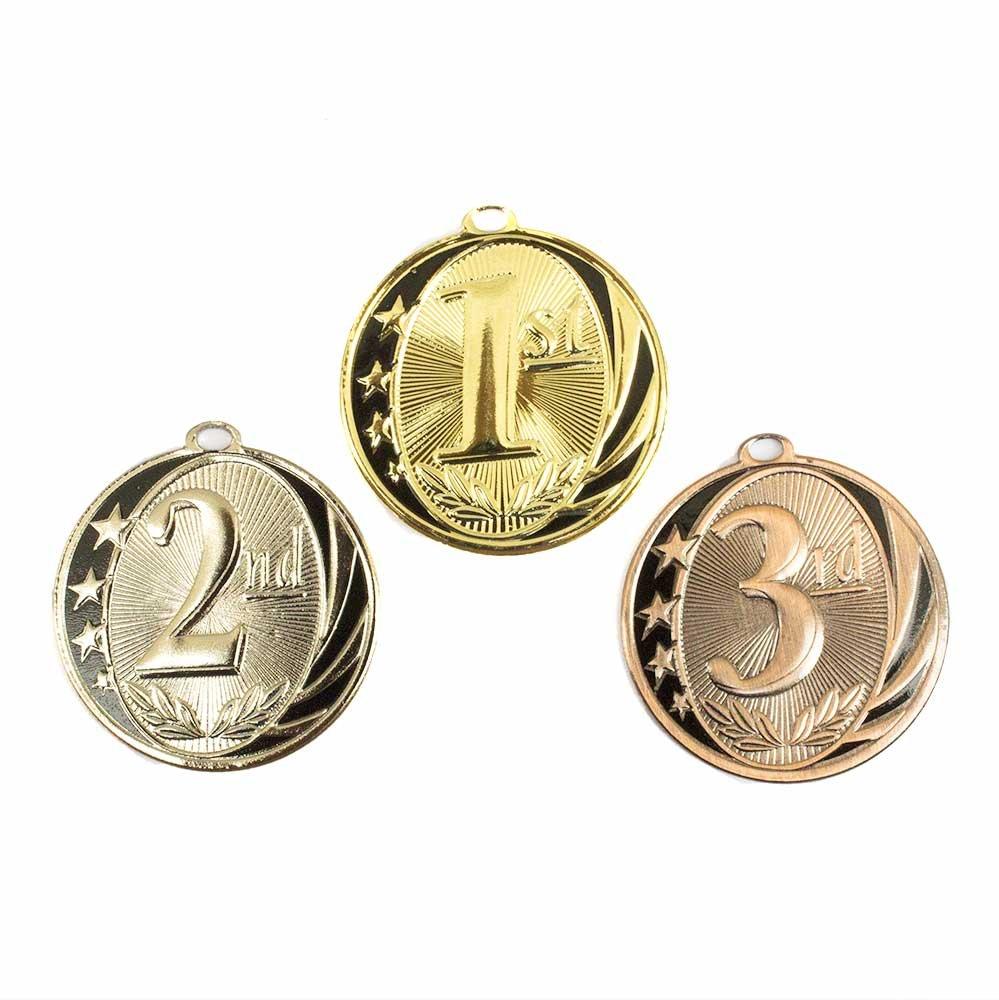 1st 2nd 3rd Place MidNite Star Award Medals - 3 Piece Set (Gold, Silver, Bronze) - Includes Ribbon