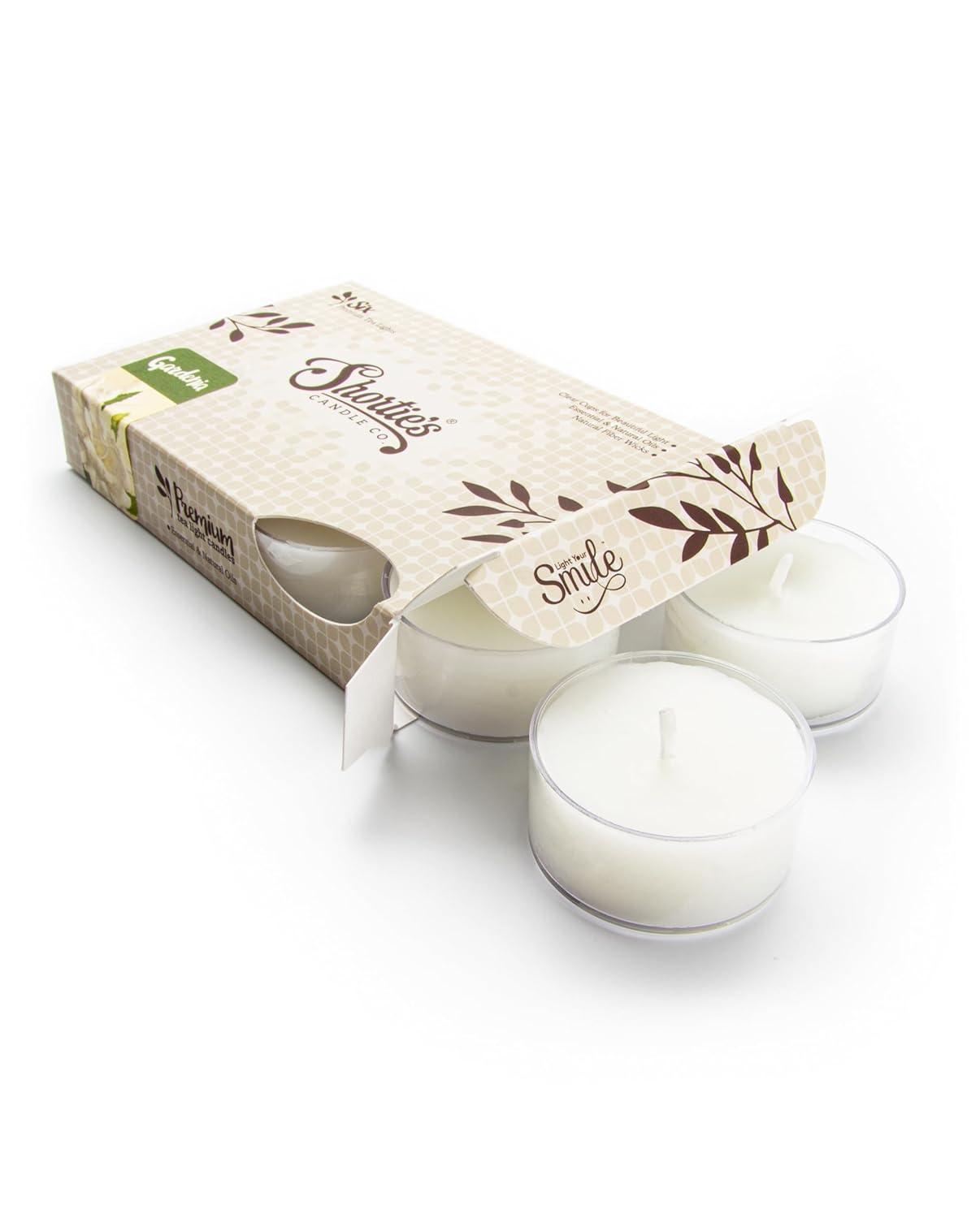 Pure Gardenia Premium Tealight Candles - Highly Scented with Essential & Natural Oils - 6 White Tea Lights - Beautiful Candlelight - Made in The USA - Flower & Floral Collection