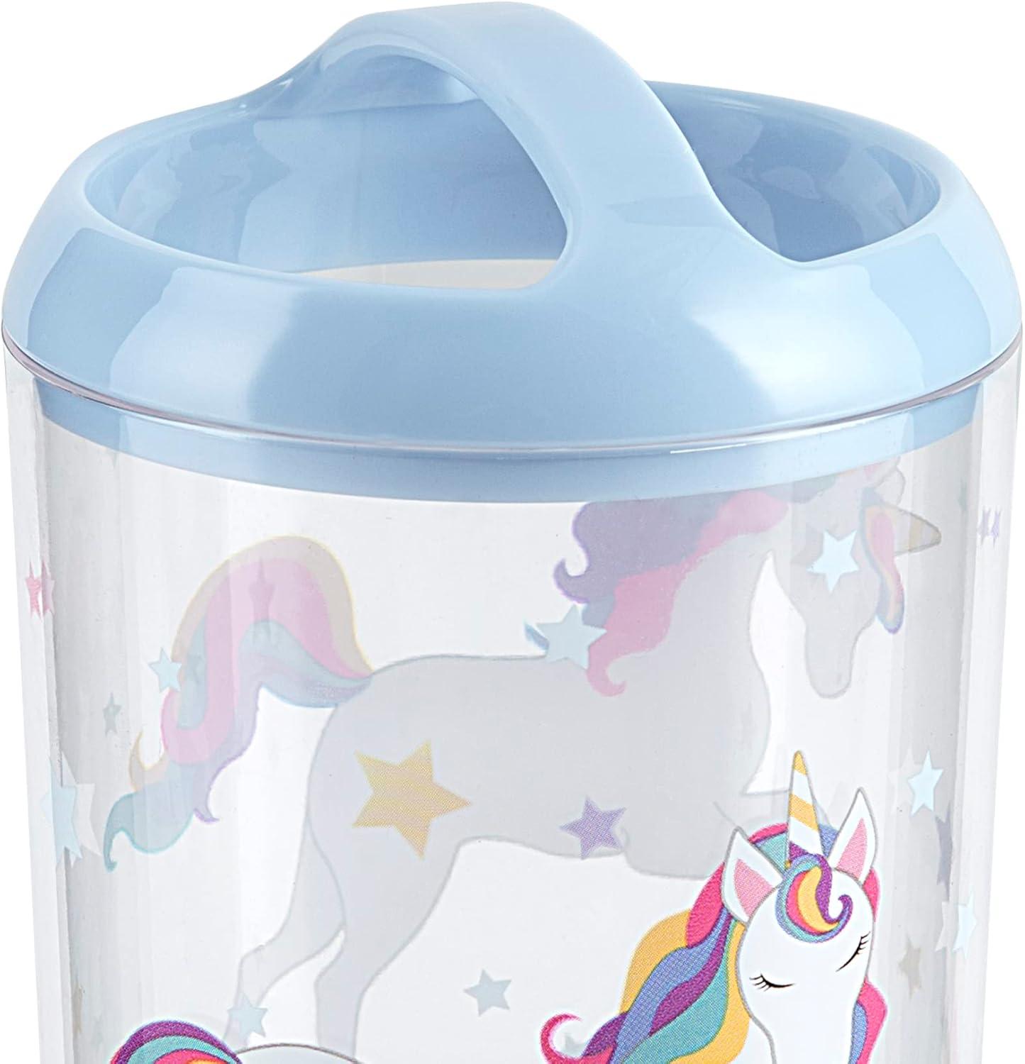 Unicorn & Rainbow Multicolored Plastic 4-Piece Bath Accessory Set