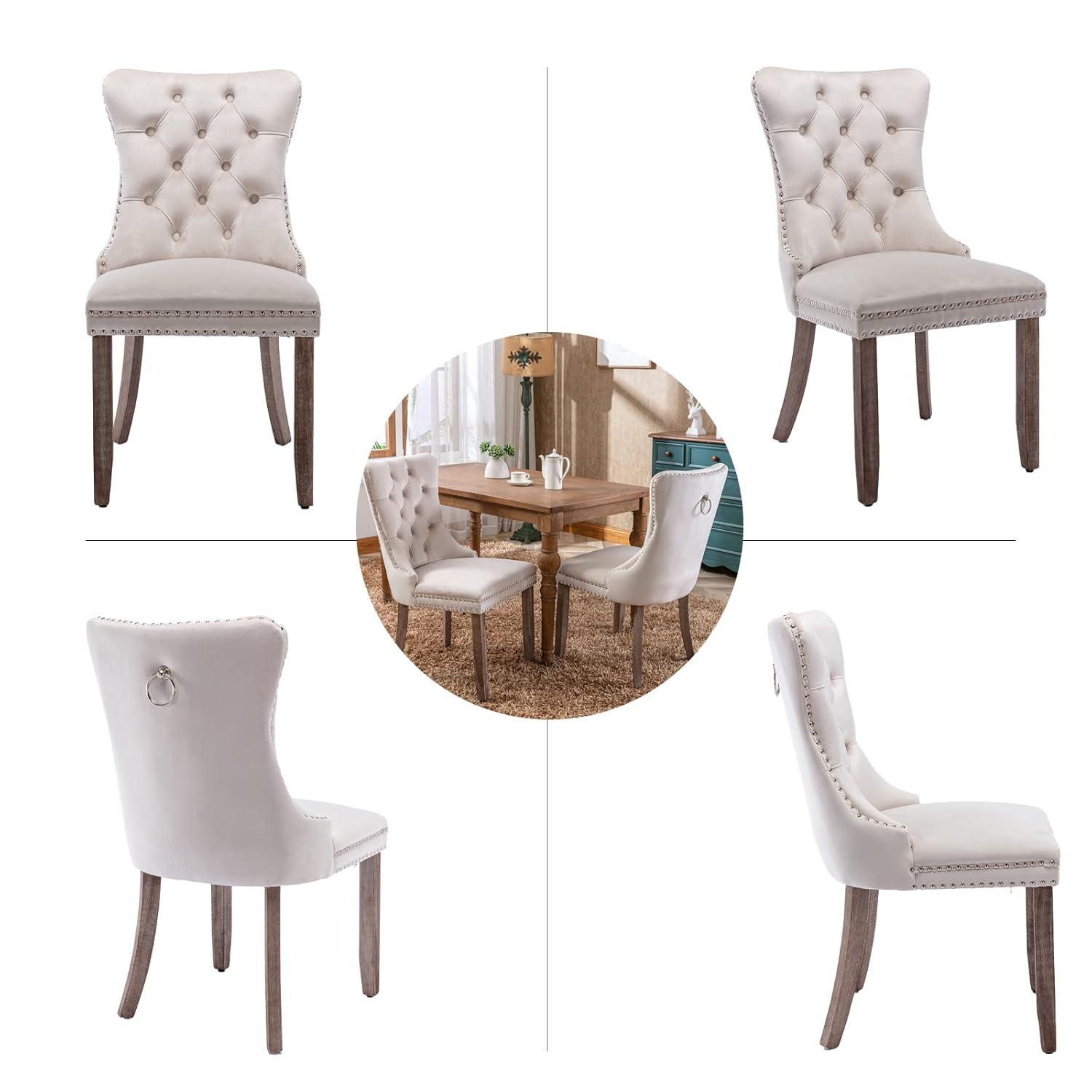 Velvet Upholstered Wing Back Dining Chair (Set of 6)