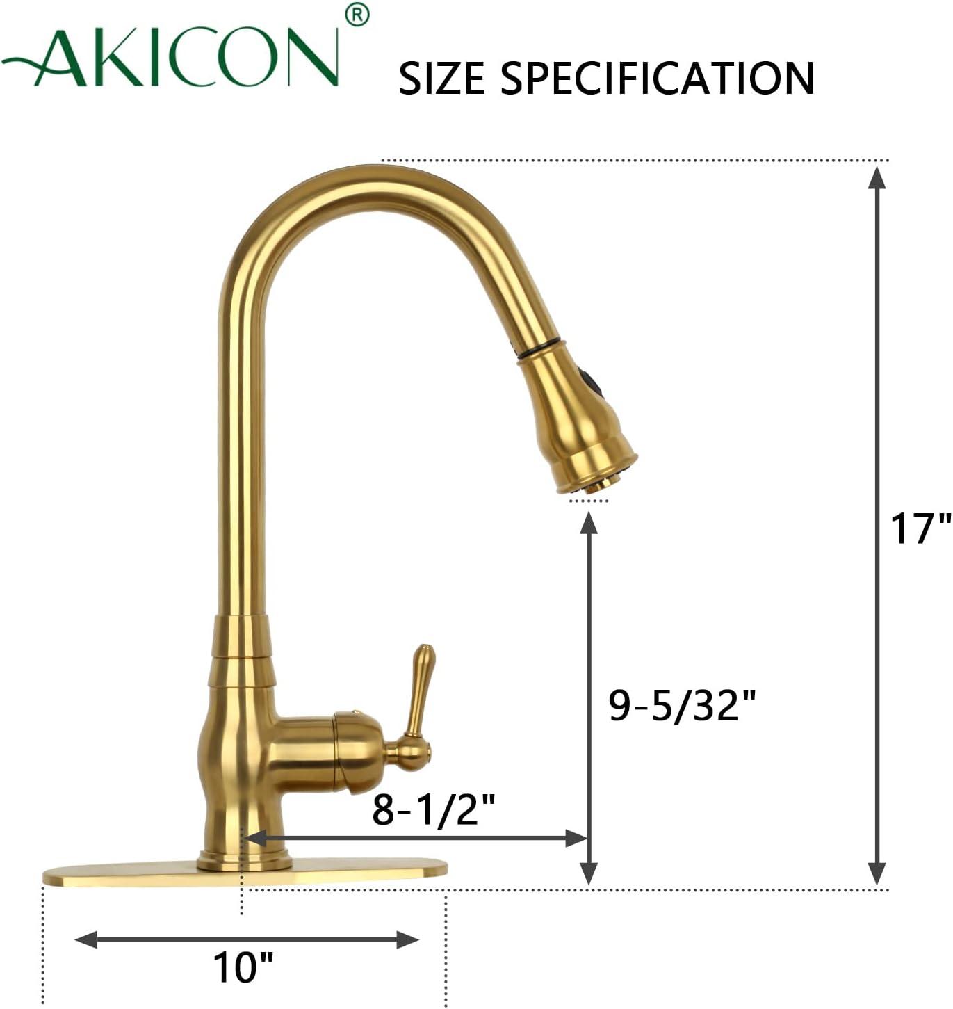 Brushed Gold Brass Pull-Down Kitchen Faucet with Lever Handle