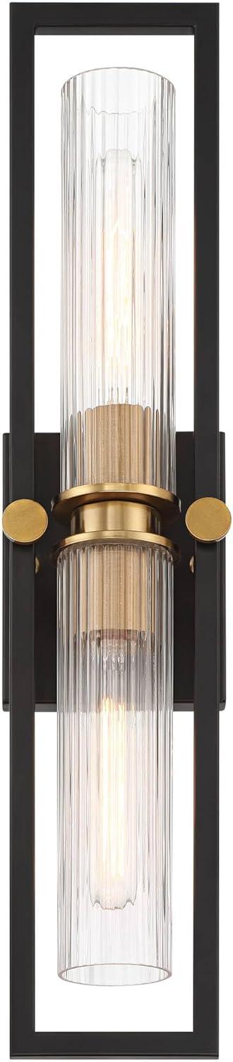 Stiffel Ramos 24" High Black and Brass 2-Light Wall Sconce