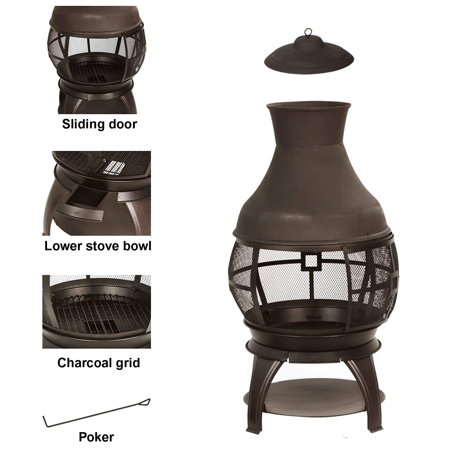 Heatmaxx Round Cast Iron Wood Burning Smokeless Chimnea
