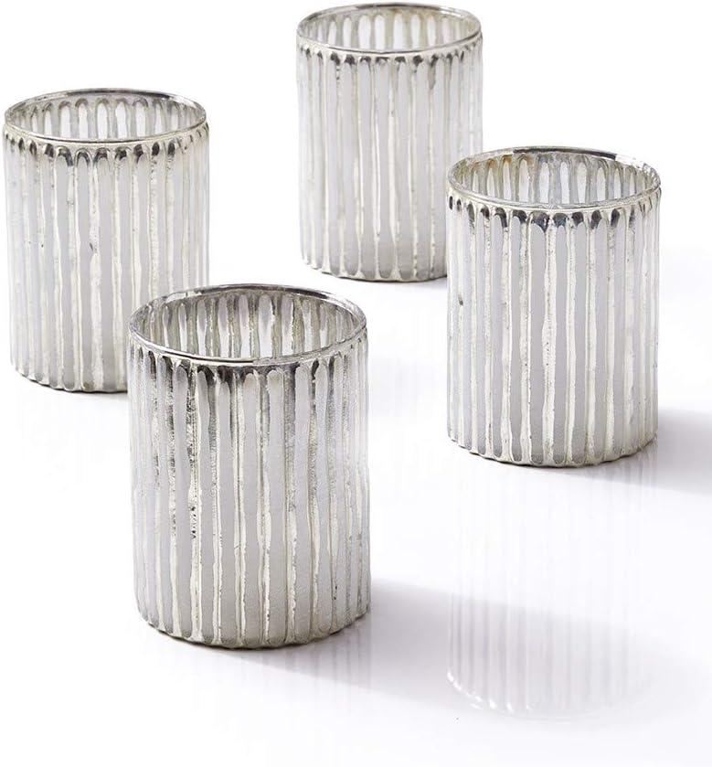 Serene Spaces Living Set Of 6 Pink Vintage Votive Holder, Tealight Holder, Stainglass Candle Holder, Ideal For Weddings, Parties, Indoor & Outdoor Events, Home Decor, Measures 2.5" Tall & 3" Diameter