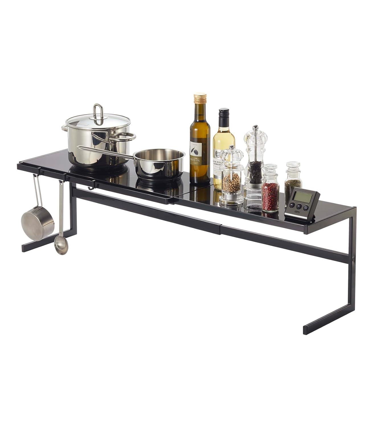 Yamazaki Home Expandable Support Rack - Kitchen Storage Shelf Organizer, Steel, Expandable