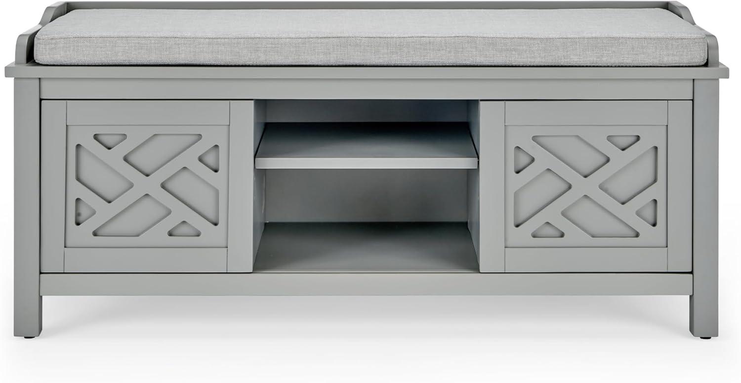 Alaterre Furniture Coventry 45 in. Pine Wood Storage Bench with Cushion, Entryway Organization & Decoration, 3 Adjustable/Removable Cubbies, Gray