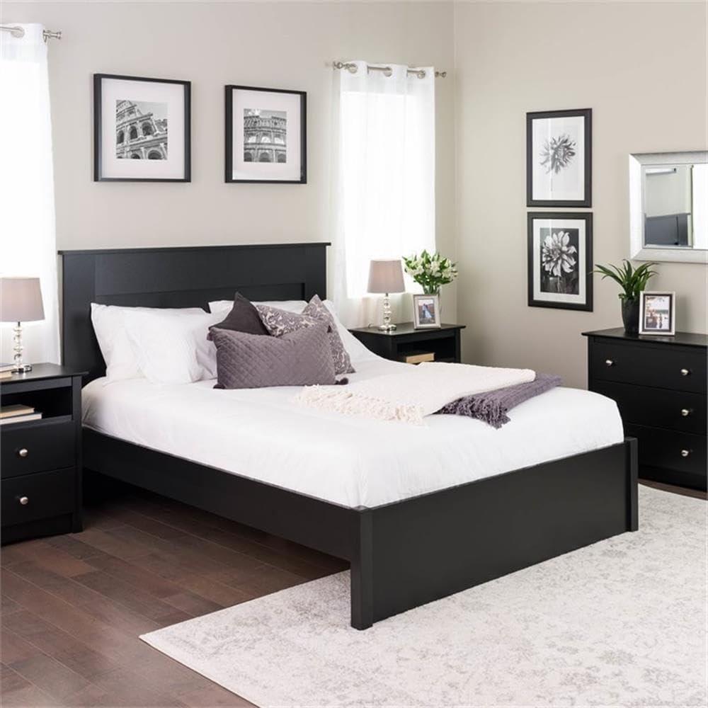 Prepac Select 4 Post Queen Platform Bed in Deep Black