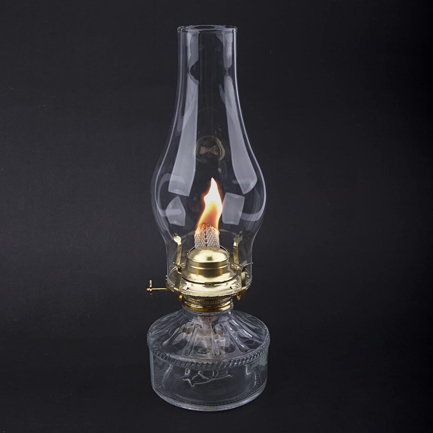 Clear Glass Oil Lamp Chimney Replacement Shade, 3 Inch Base