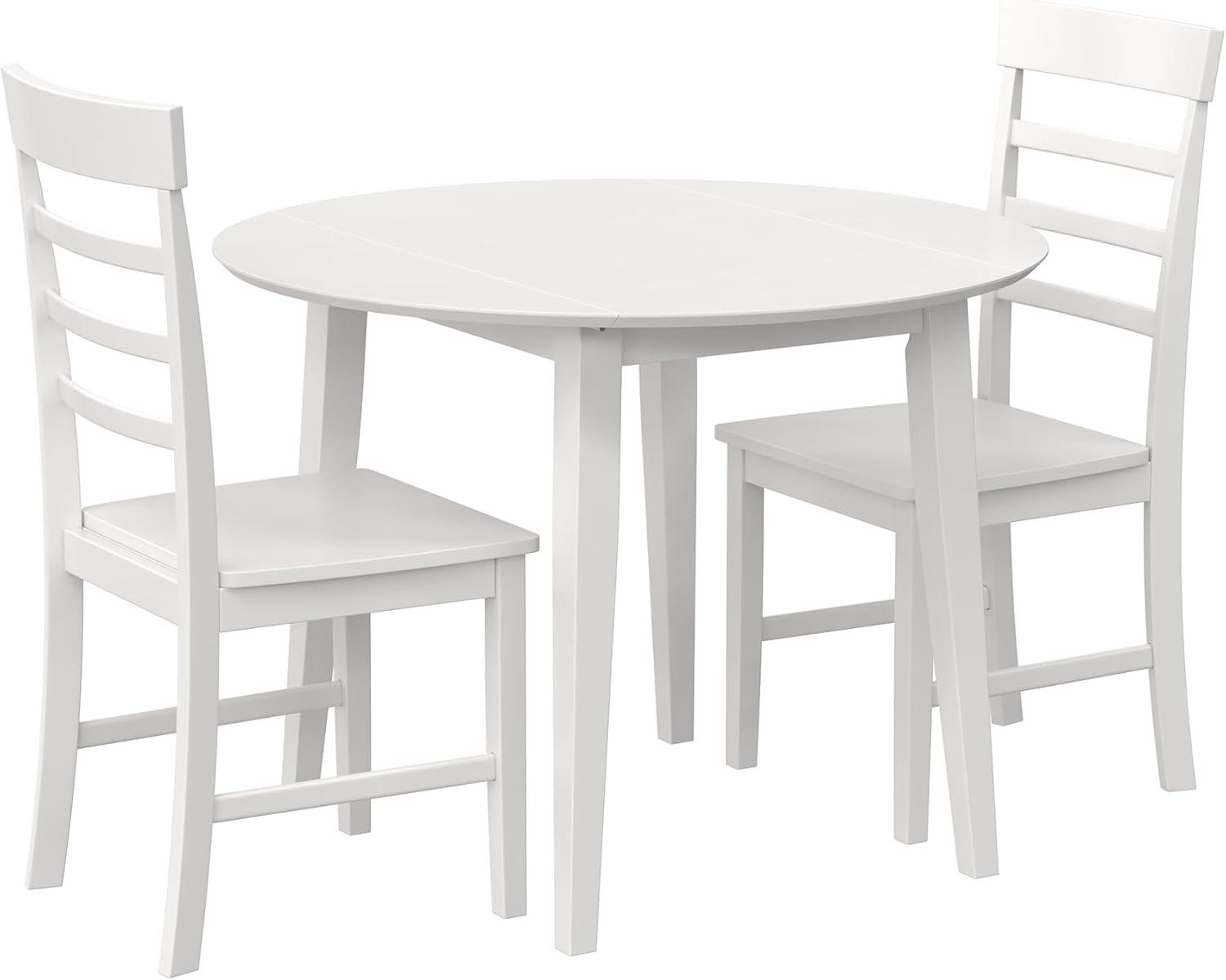 White 3-Piece Drop Leaf Dining Set with Chairs