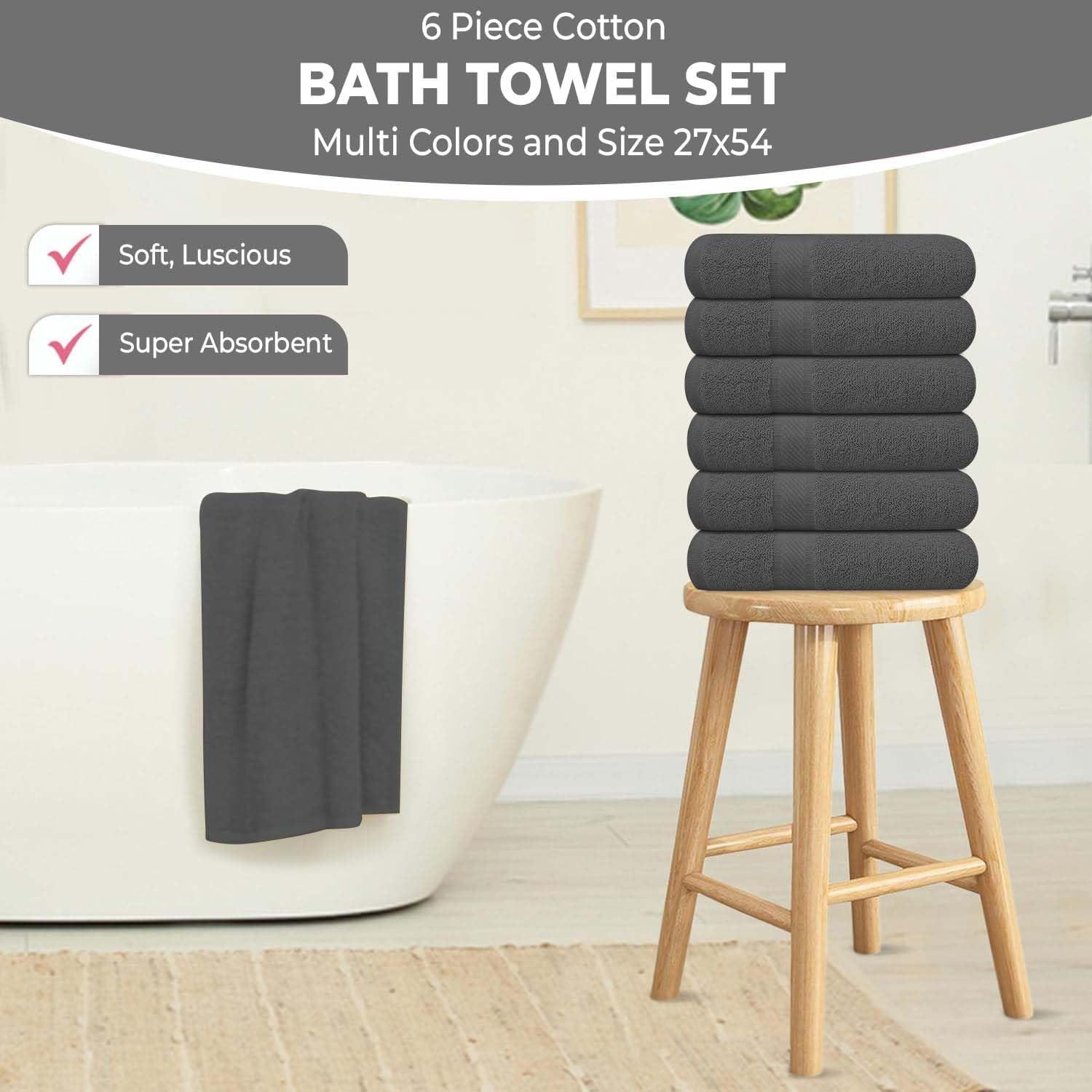 Grey 27x54 Inch 100% Cotton Quick Dry Bath Towel Set
