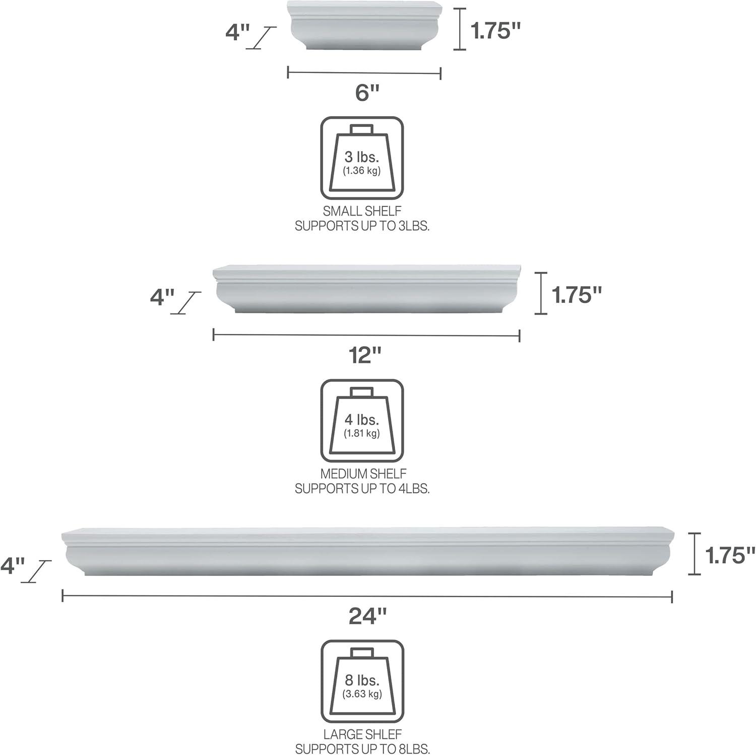 Melannco Melannco 5 Pieces Floating Molding Shelves for Bedroom, Living Room, Bathroom, Kitchen, Nursery (Set of 5)