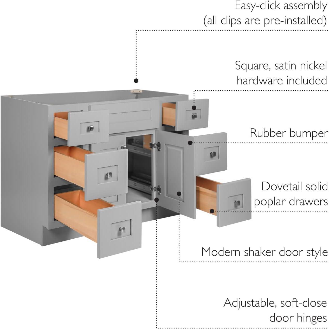 Design House Brookings 48 Inch Bathroom Vanity, Ready to Assemble, Solid Wood, Sherwin Williams – Design House, 599001-