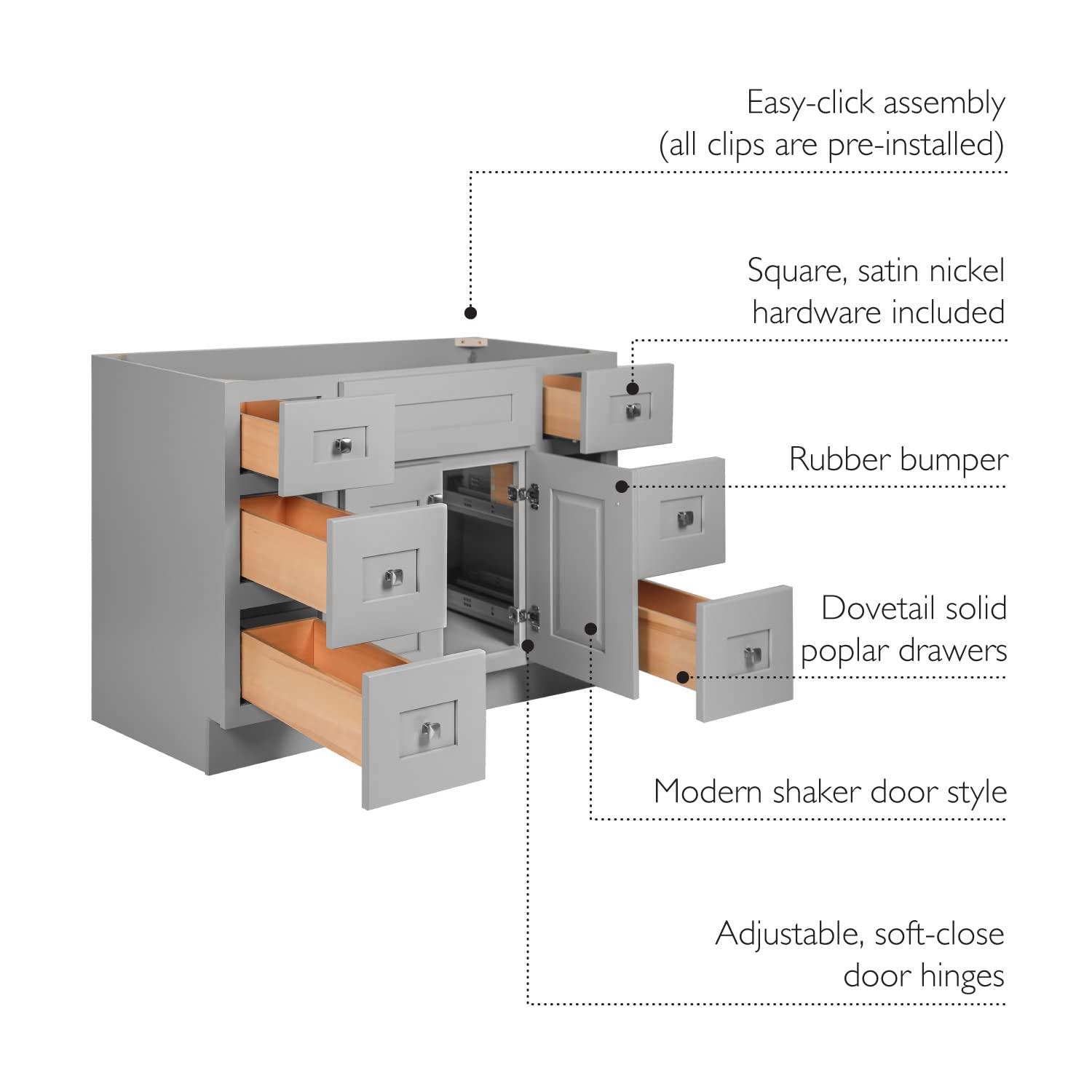 Design House Brookings 48 Inch Bathroom Vanity, Ready to Assemble, Solid Wood, Sherwin Williams – Design House, 599001-
