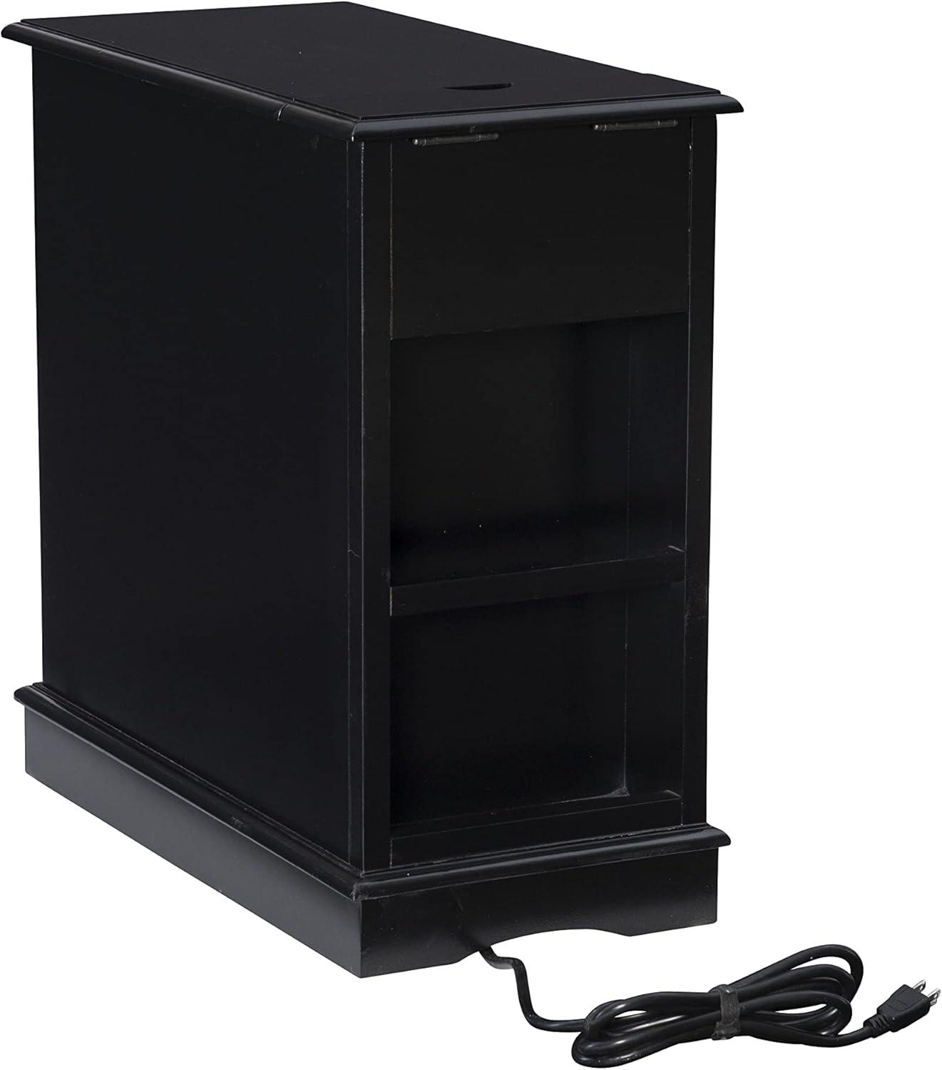 Powell Butler Accent Table with USB and Electrical Charging Station, Black