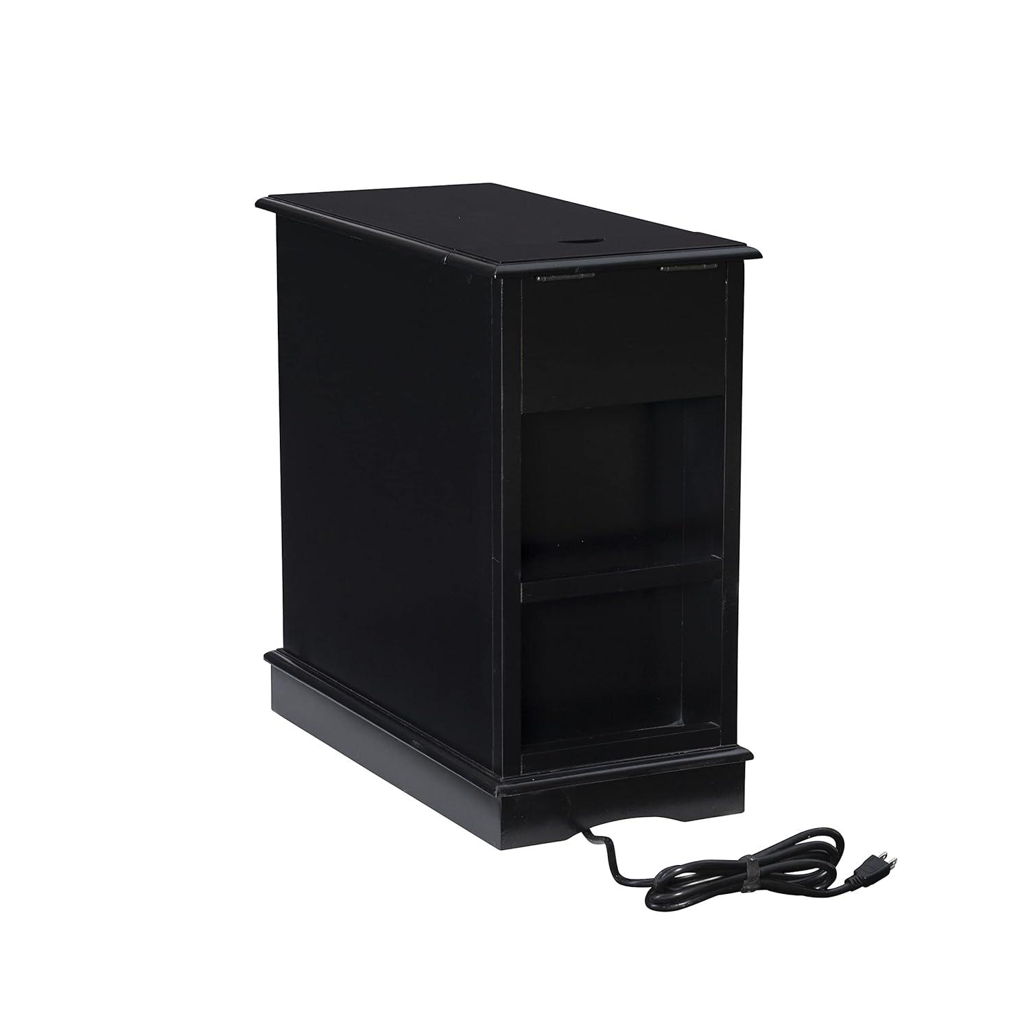 Powell Butler Accent Table with USB and Electrical Charging Station, Black