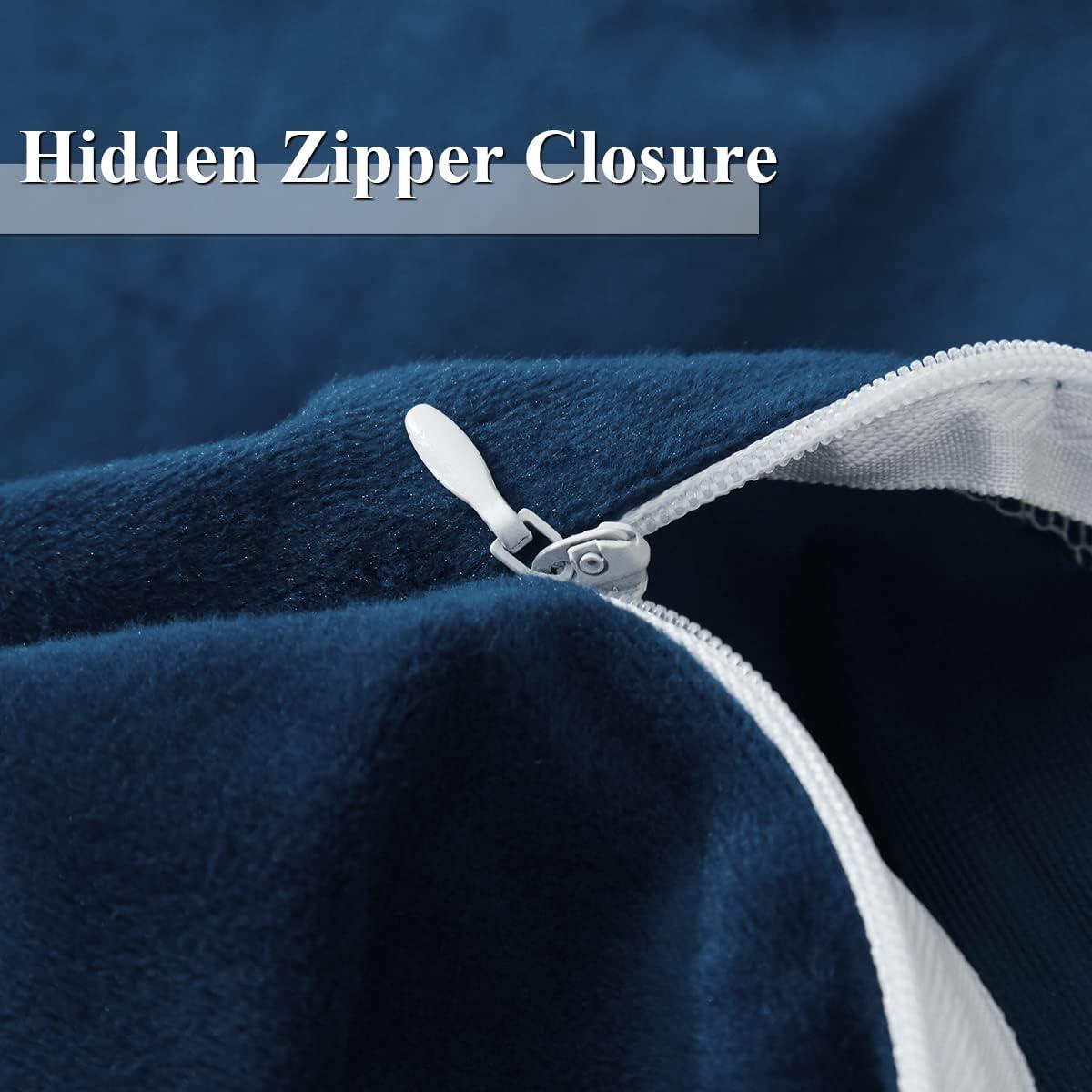 Ivellow Velvet Duvet Cover Queen Size 3 Pcs Flannel Navy Blue Duvet Cover Queen Velvet Comforter Cover Bedding Set Ultra Soft Cozy Solid Luxury Velour Duvet Cover Set Zipper Closure Corner Ties