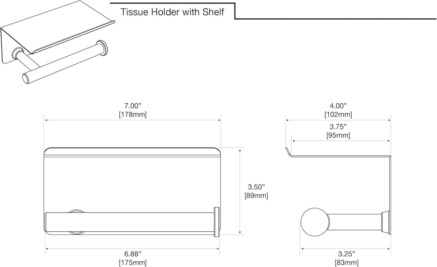 Gatco 1420MX Latitude II Toilet Paper Holder with Mobile Shelf, Matte Black