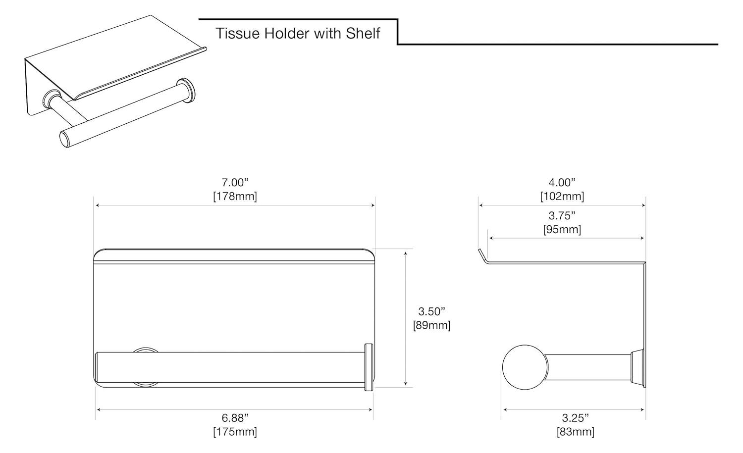 Gatco 1420MX Latitude II Toilet Paper Holder with Mobile Shelf, Matte Black