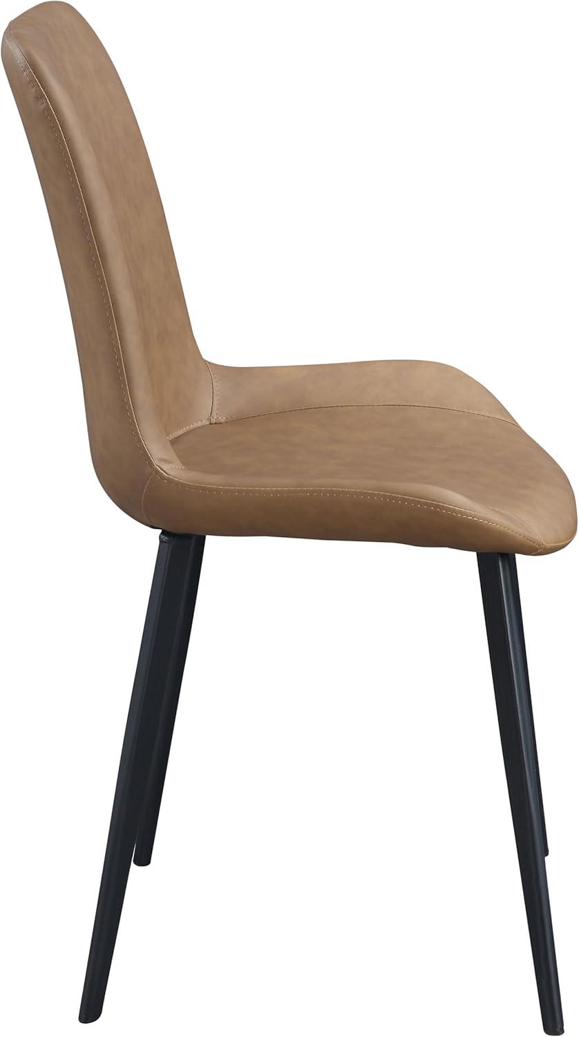 Abiram 21" Dining Chairs Brown - Acme Furniture: Upholstered Side, Kitchen, Metal Frame, Leather Textile