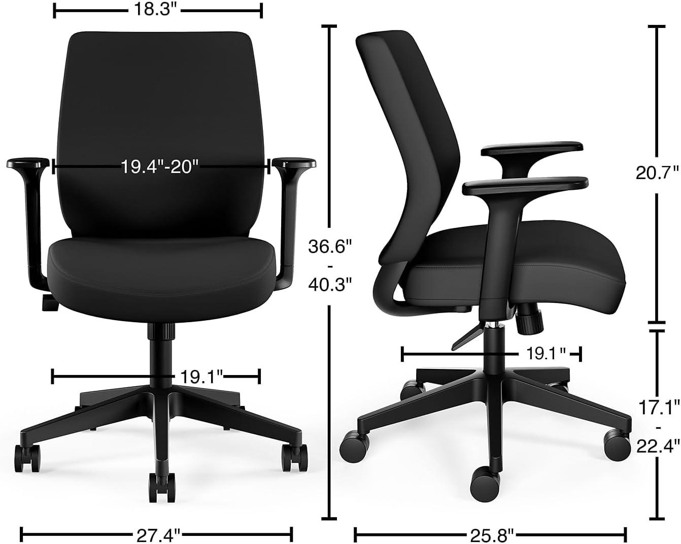 Black Fabric Executive Task Chair with Fixed Arms