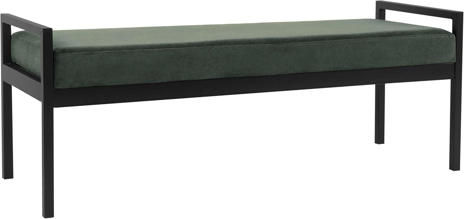 HomePop Modern Metal Bench Loden Green: Upholstered Rectangle for Entryway, End of Bed