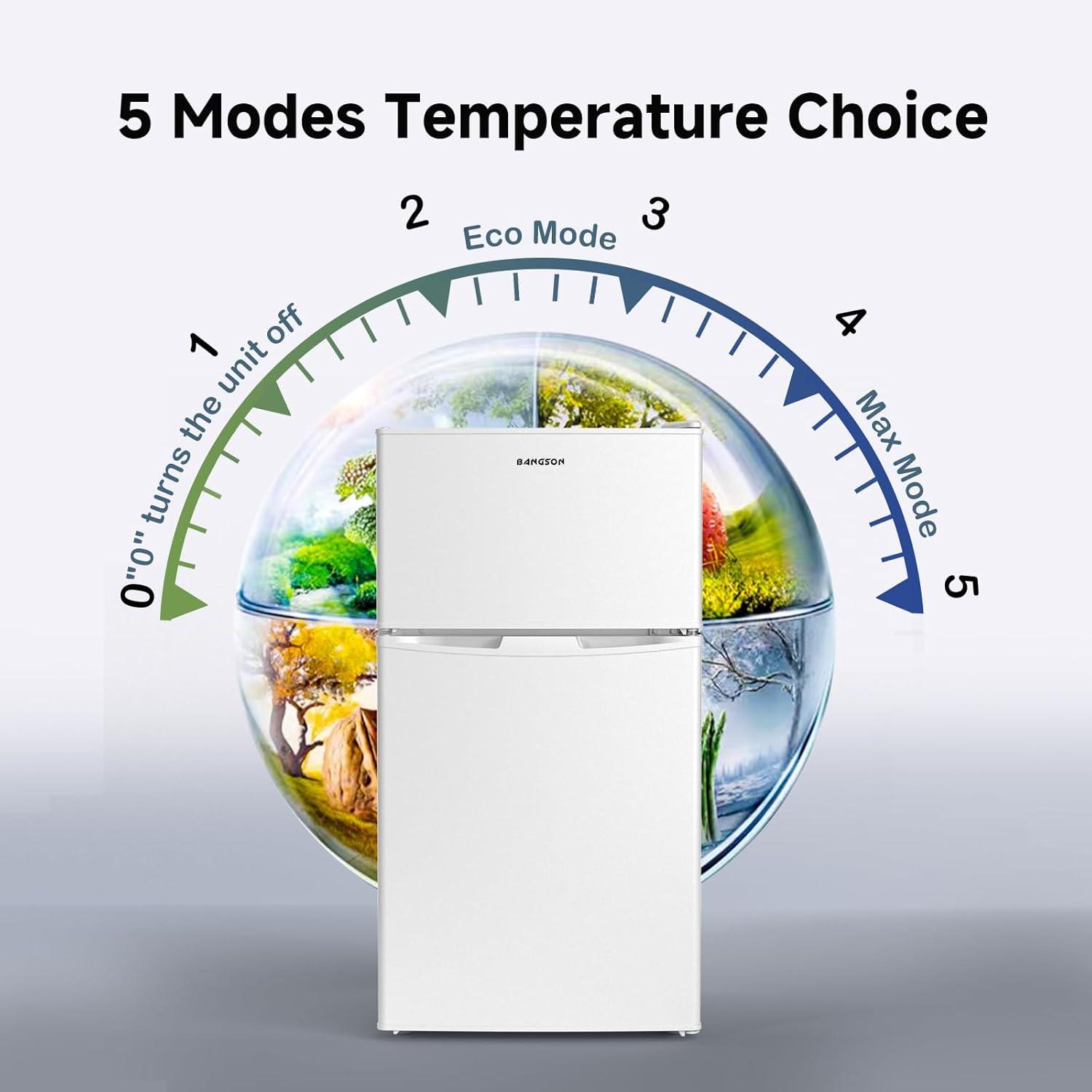 BANGSON BANGSON 3.2 CU.FT, 2 Door Small Refrigerator with Freezer US-BSR-200WH