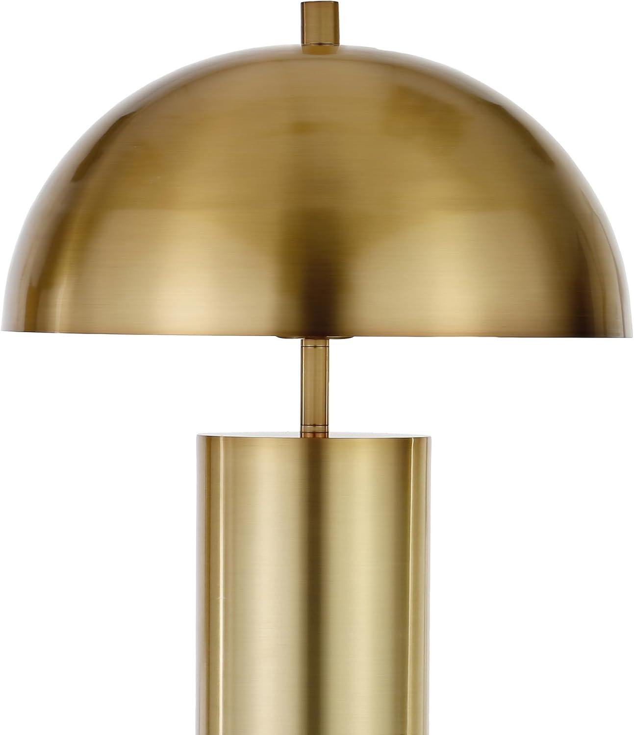 Evelyn&Zoe York 29.5" Mid-Century Modern Metal Table Lamp with White Drum Fabric Shade