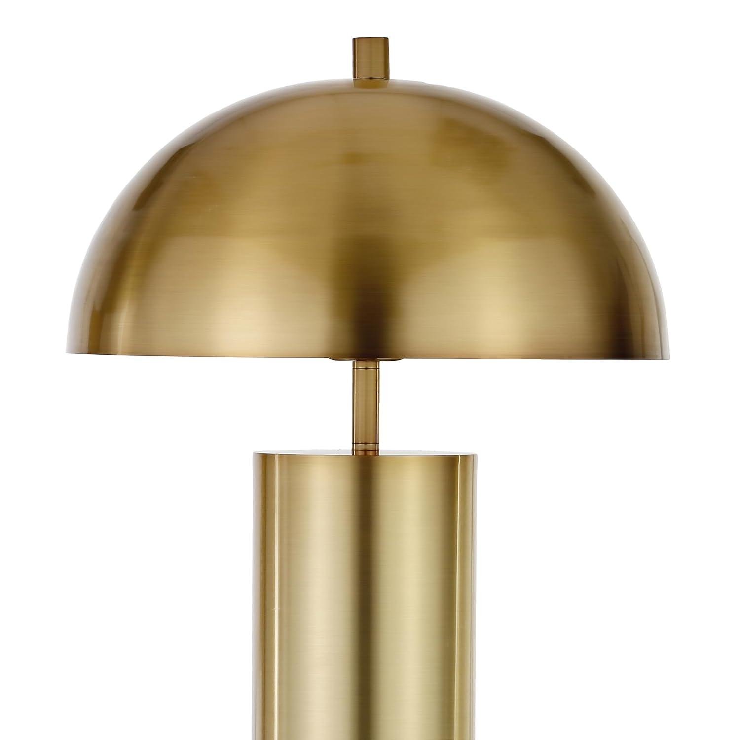 Evelyn&Zoe York 29.5" Mid-Century Modern Metal Table Lamp with White Drum Fabric Shade