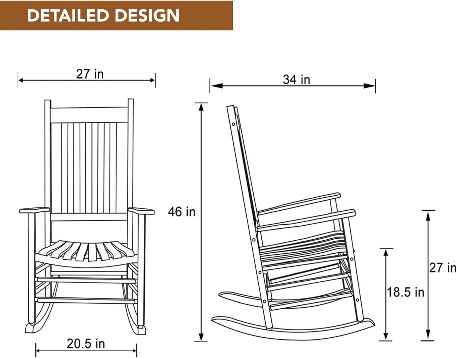 East Coast Style Hardwood Rocking Chair in Sleek Brown Finish