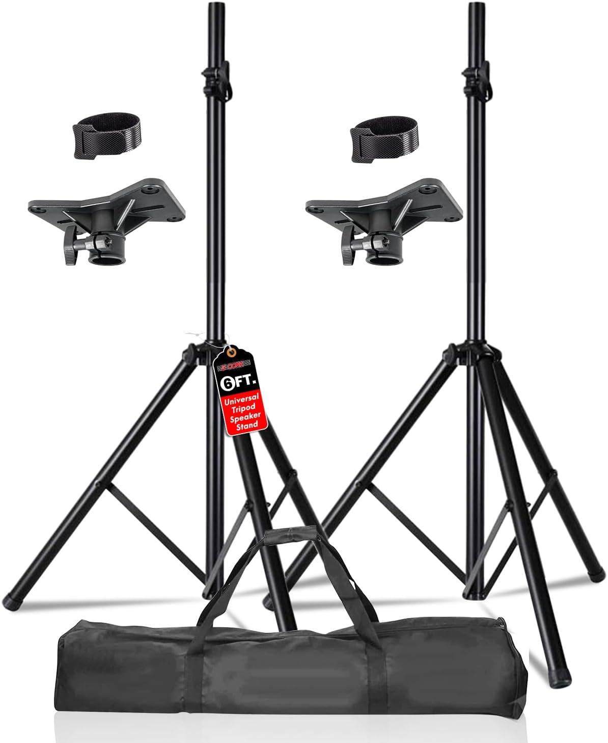 Inbox Zero 5 Core Speaker Stand Tripod Heavy Duty Adjustable Up to 72 Inch DJ Studio Monitor Stands Pole Mount