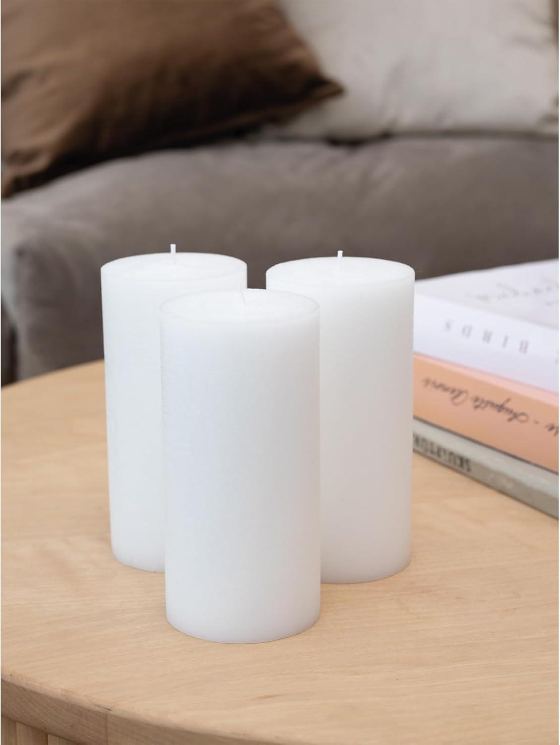 CANDWAX 3x6 Pillar Candles Set of 3 - Decorative Rustic Candles Unscented and Valentines Candles - Ideal as Wedding Candles or Large Candles for Home Interior - White Candles