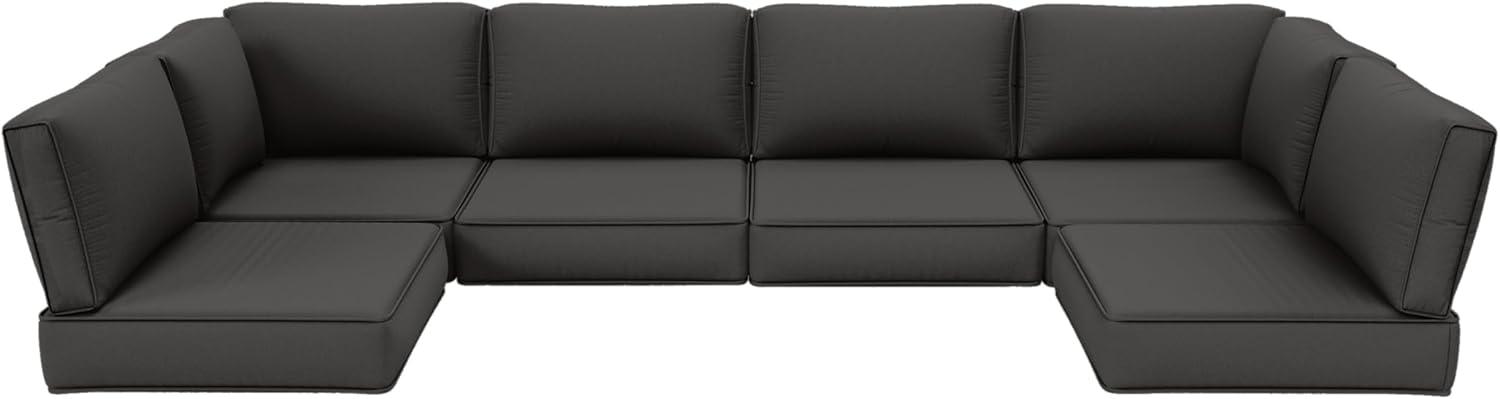 Kimunuk 14 Piece Outdoor Furniture Replacement Cushions, 5" Foam Foam High-Density, Fits 6-Seat Sectional Rattan Conversation Set, Patio Water-Resistant Sofa Cushions, Light Grey