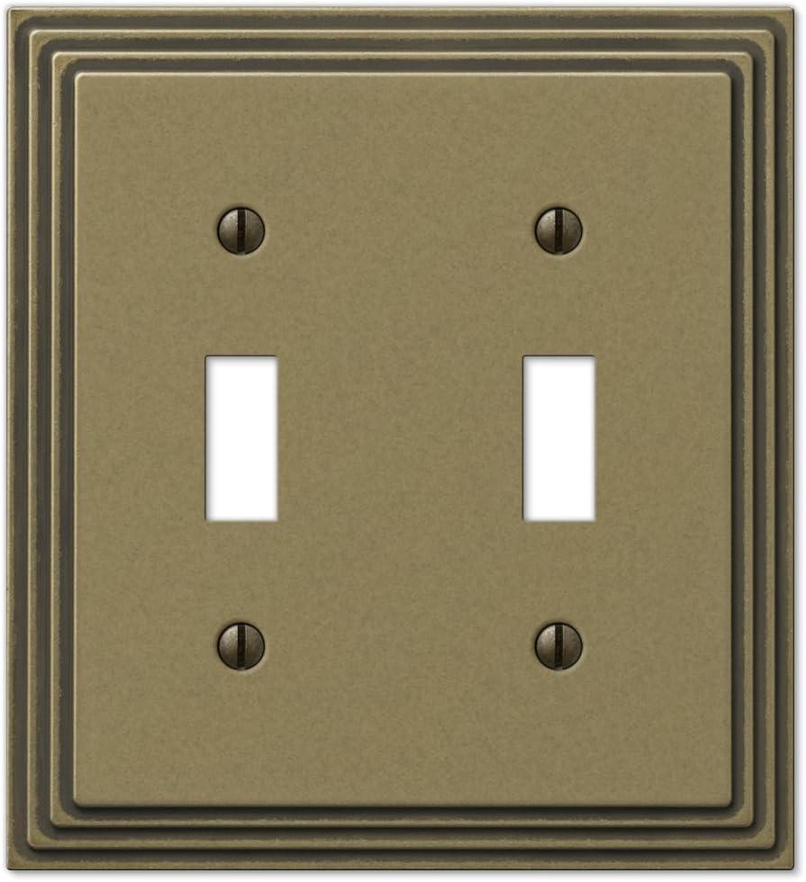 AMERELLE Tiered 2 Gang Toggle Metal Wall Plate - Rustic Brass