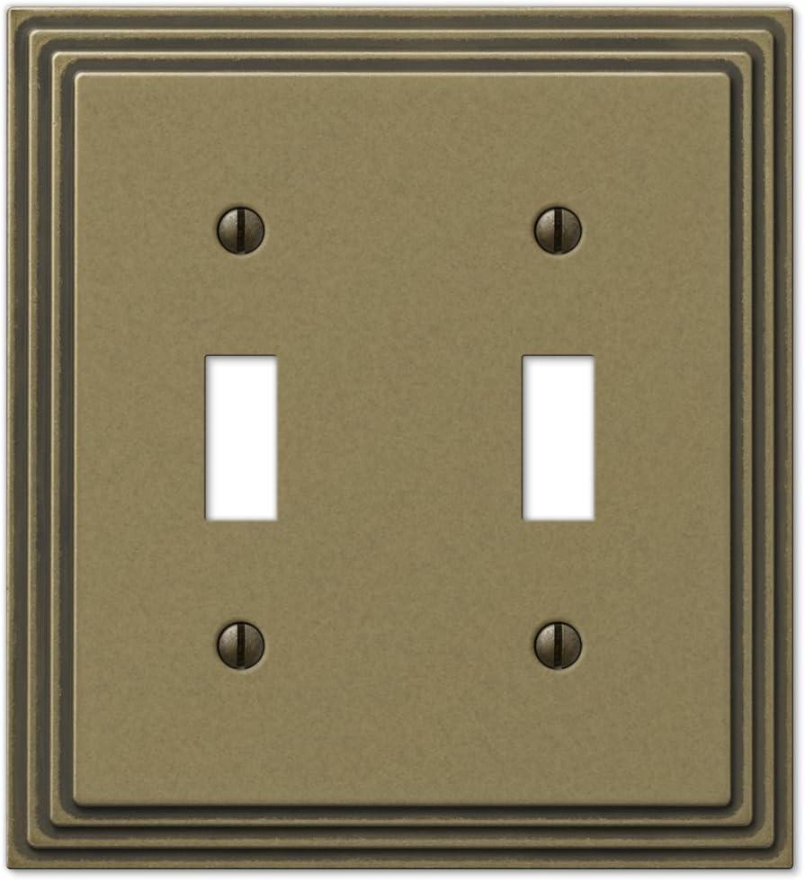 Rustic Brass Double Toggle Cast Metal Wallplate