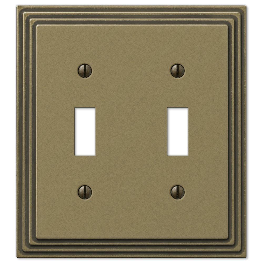AMERELLE Tiered 2 Gang Toggle Metal Wall Plate - Rustic Brass