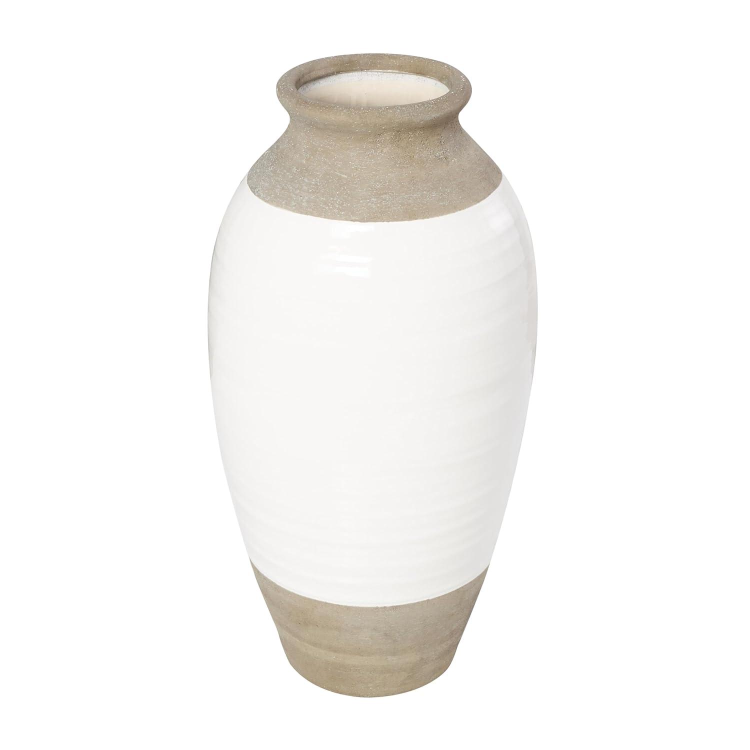 DecMode Jarrón de Cerámica Gris de 14"