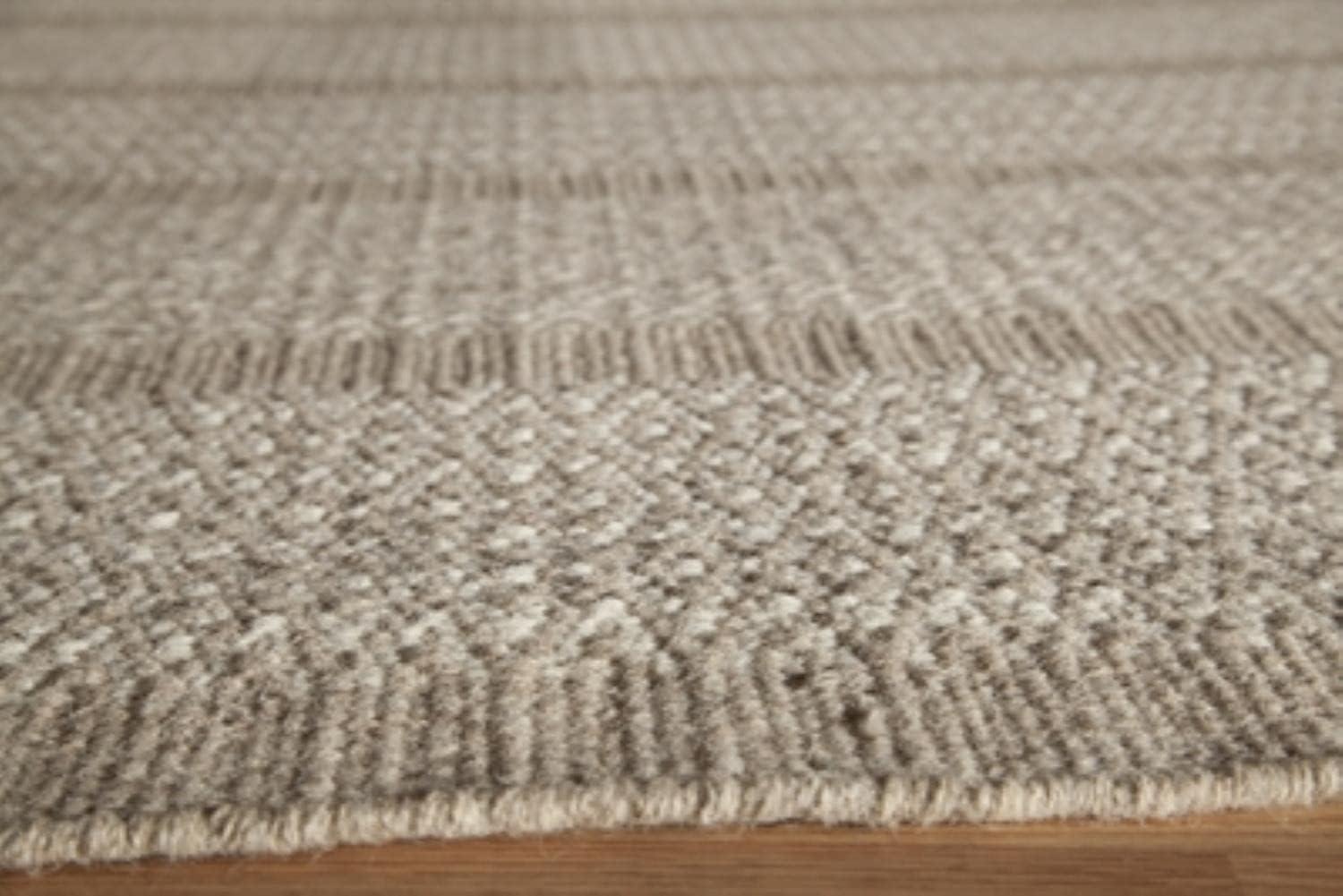 Beige and Brown Wool Flatweave Reversible 5' x 8' Rug