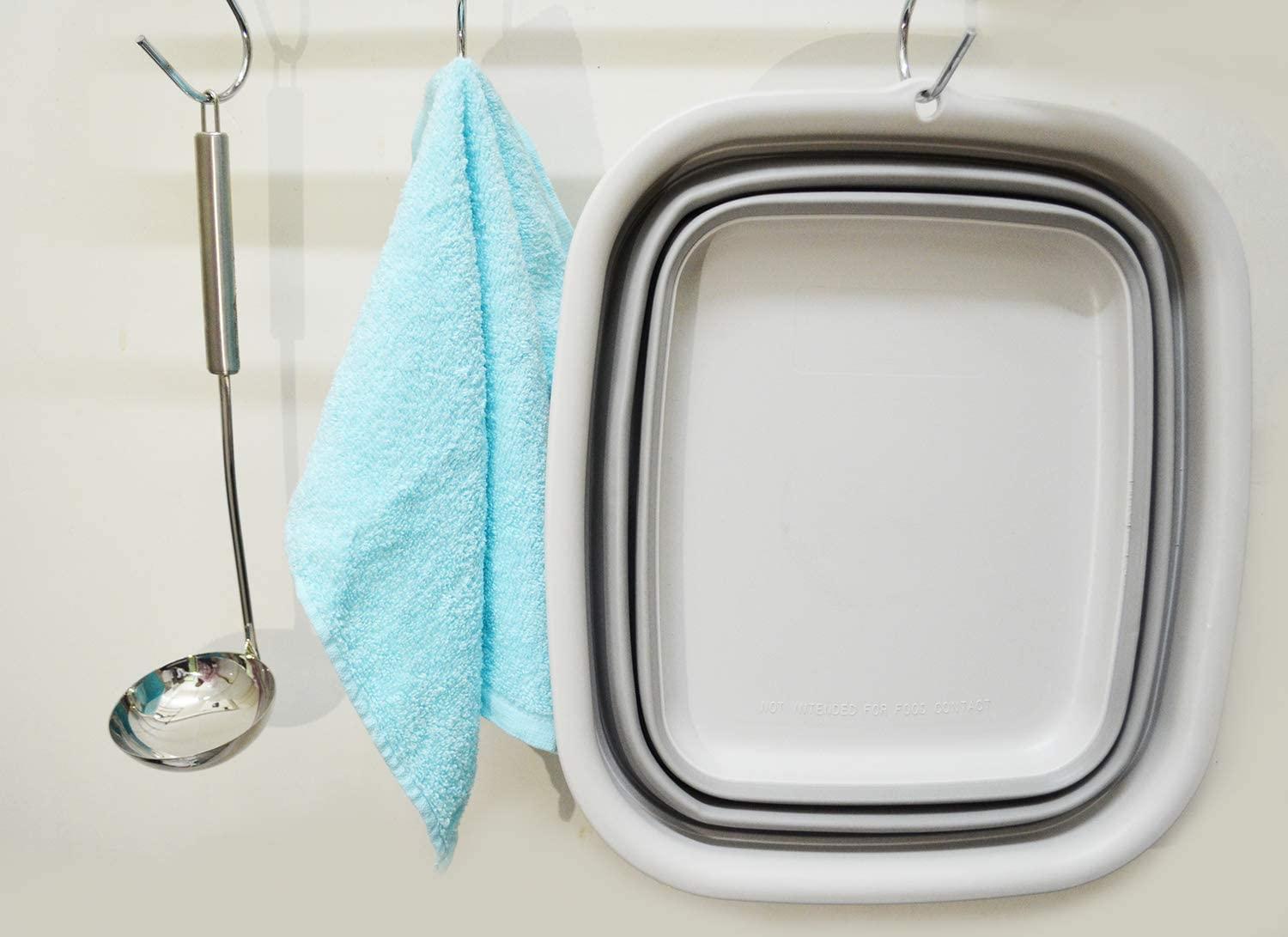 SAMMART 7.7L (2 Gallon) Collapsible Tub - Foldable Dish Tub, Grey